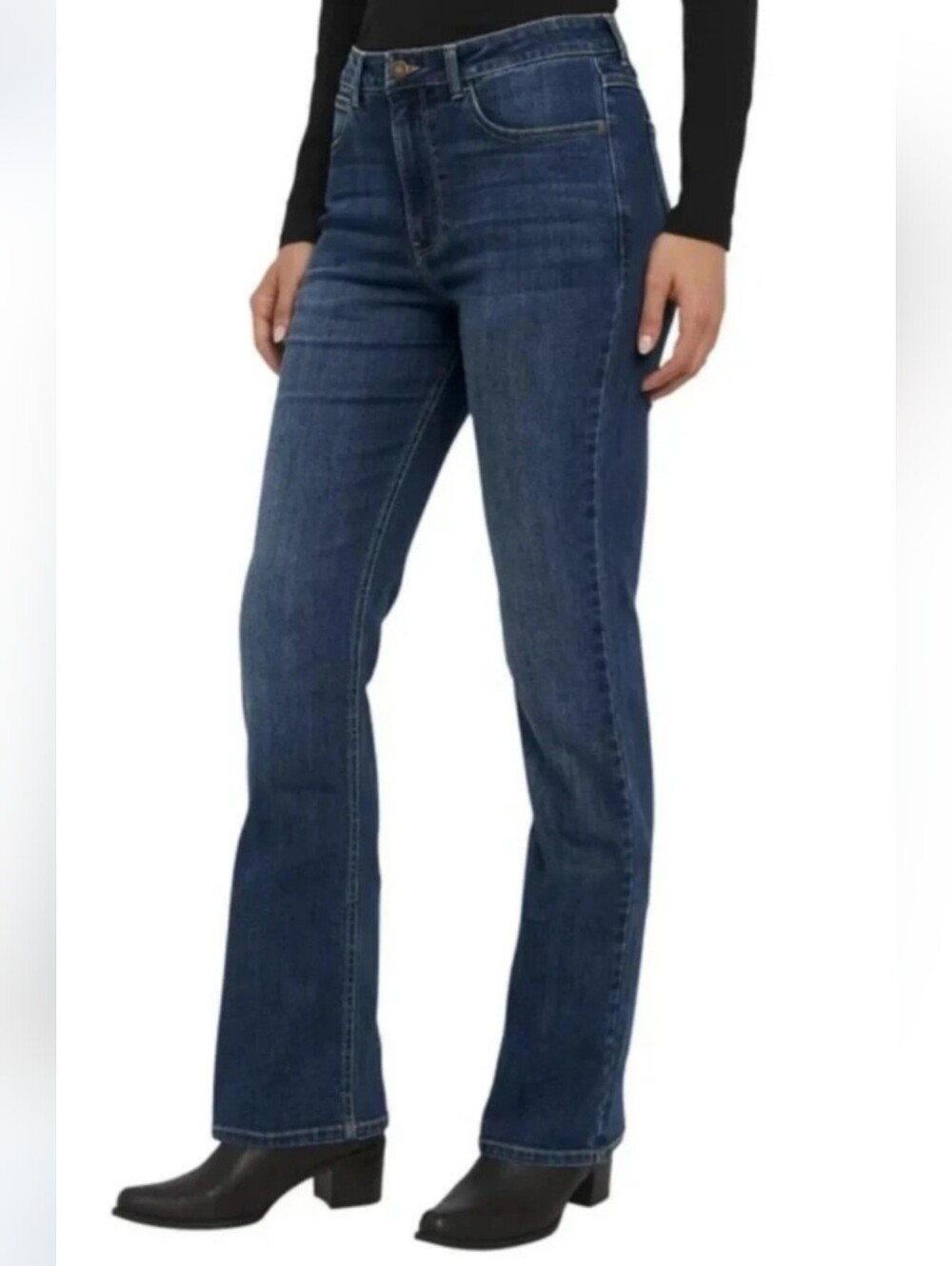 NEW! Wrangler Dark Blue Wash High Rise Bootcut Jeans Multiple Sizes - Picture 3 of 14